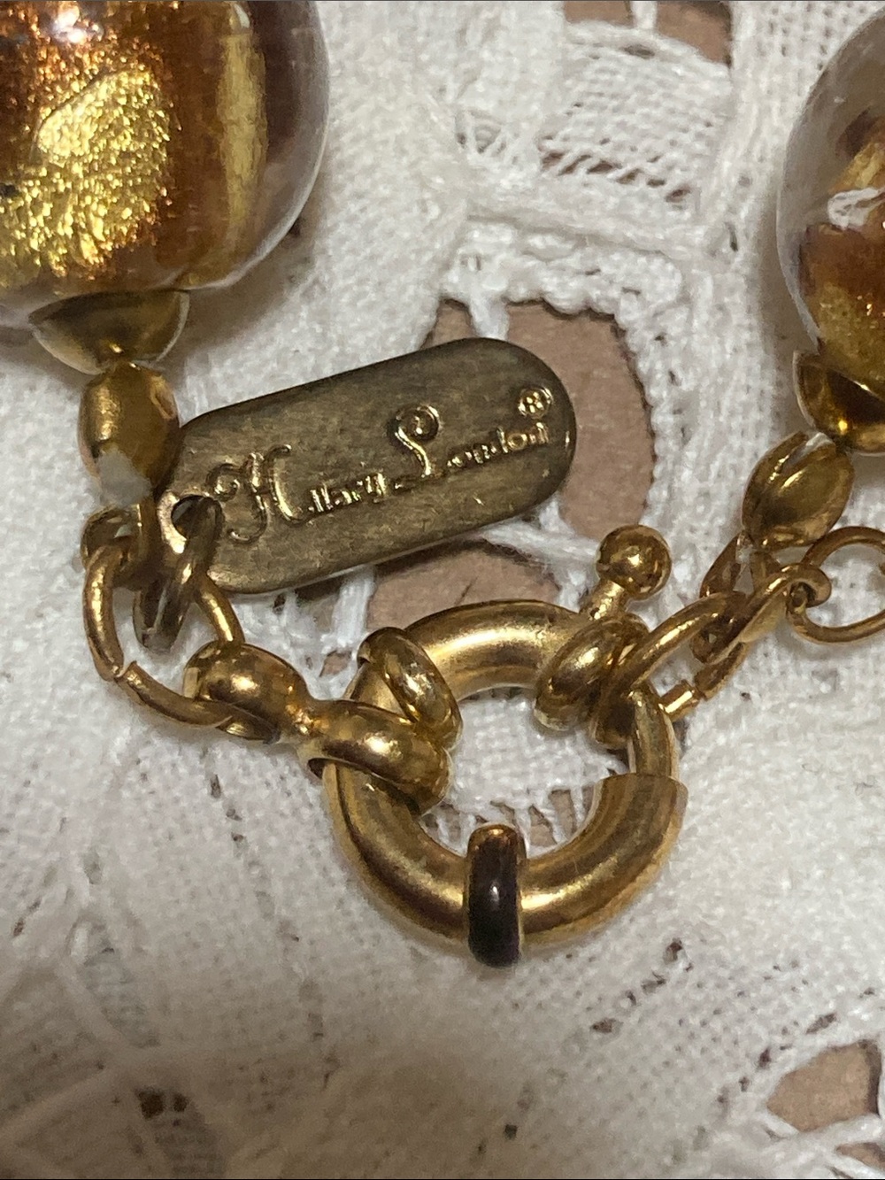 Gold Glass Bead Necklace - Picture 9 of 12